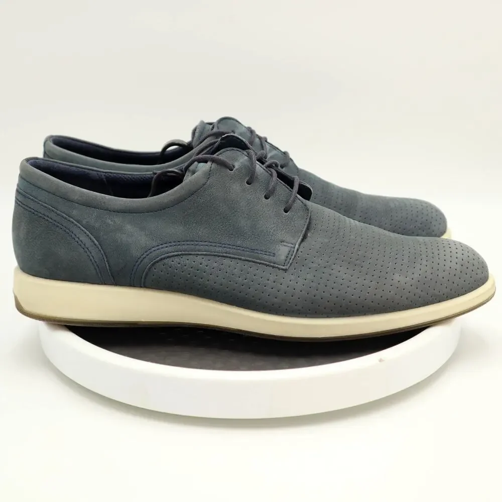 Ecco Jared Modern Tie Mens Blue Leather Shoes Size 10 EU 44 Dress Sneakers
